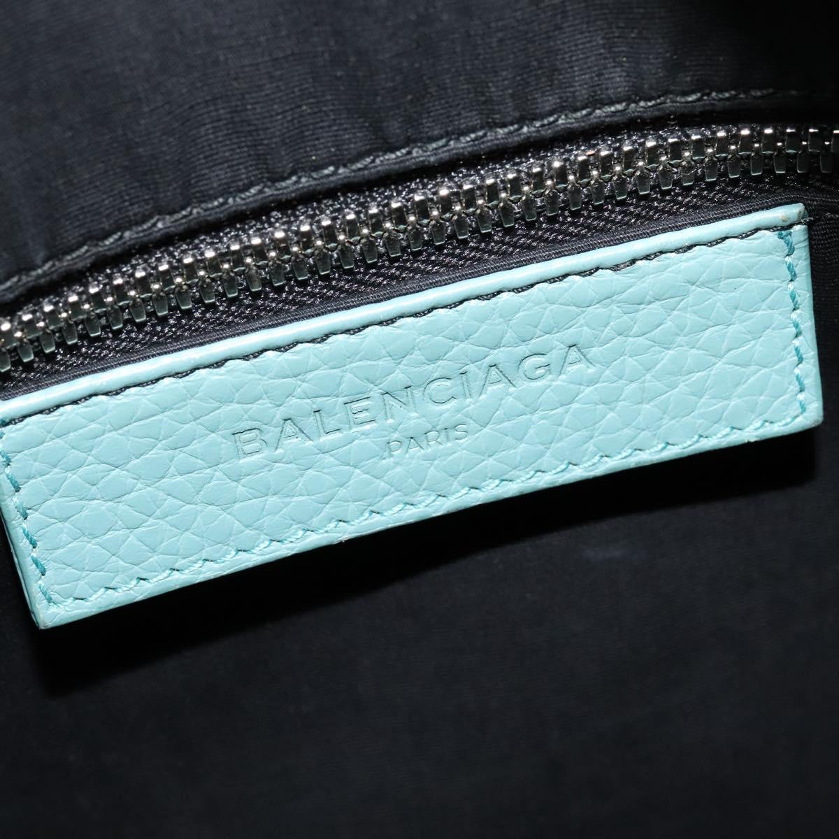 BALENCIAGA Hand Bag Leather 2way Blue Silver Auth bs28319