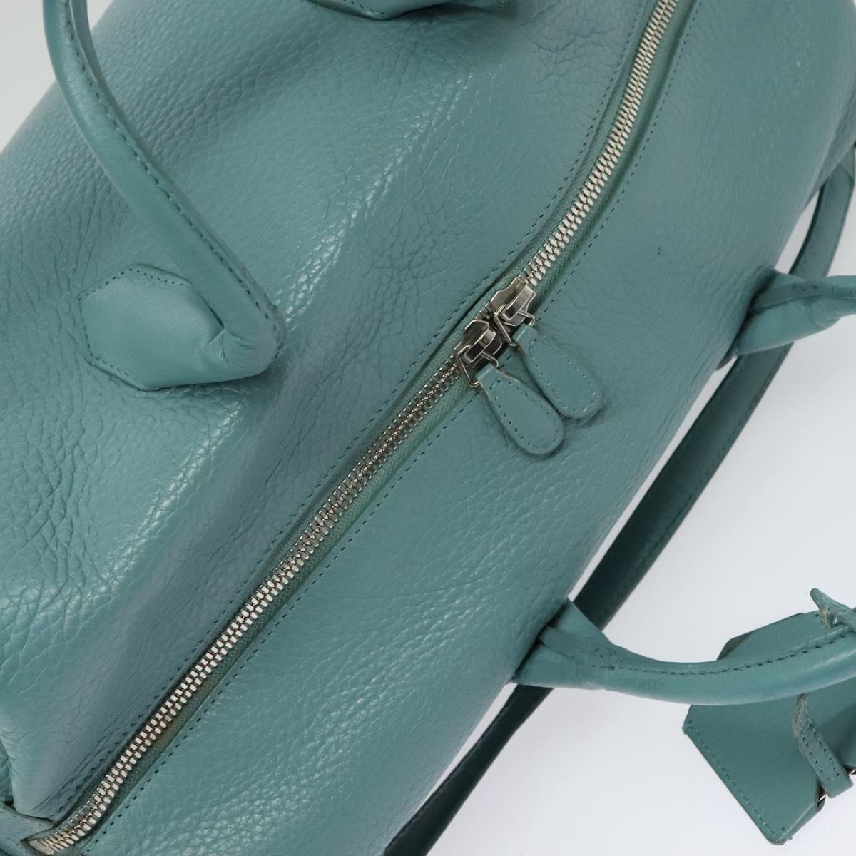 BALENCIAGA Hand Bag Leather 2way Blue Silver Auth bs28319