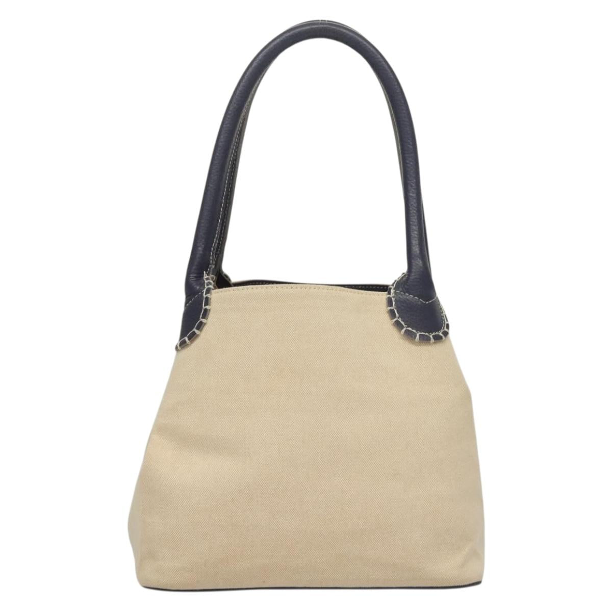 BURBERRY Tote Bag Canvas Leather Beige Purple Auth bs28324