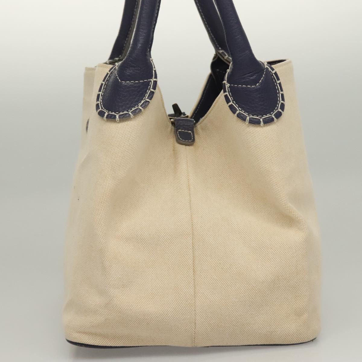 BURBERRY Tote Bag Canvas Leather Beige Purple Auth bs28324