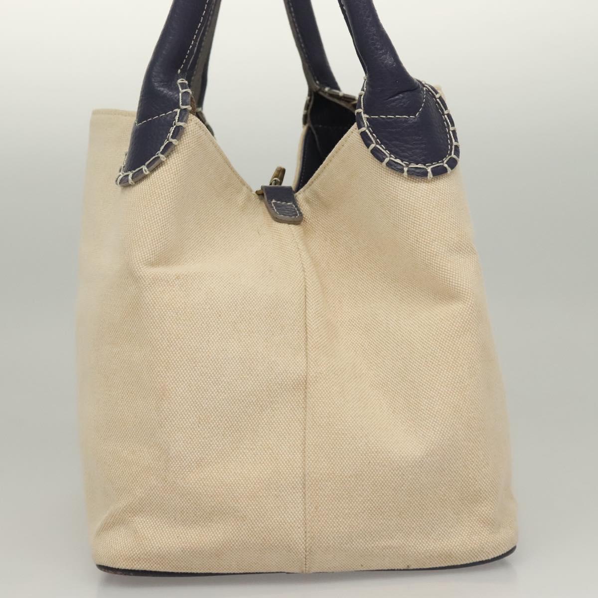 BURBERRY Tote Bag Canvas Leather Beige Purple Auth bs28324