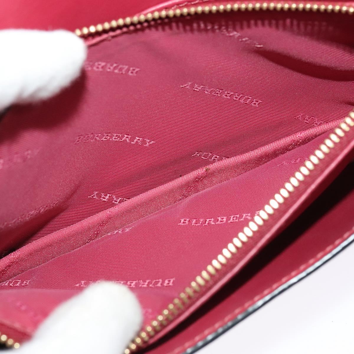 BURBERRY Chain Wallet Leather Pink Gold Auth bs28328