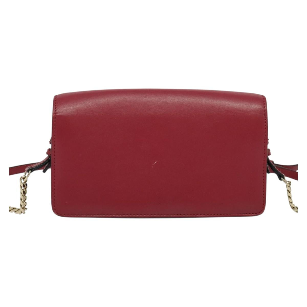 BURBERRY Chain Wallet Leather Pink Gold Auth bs28328