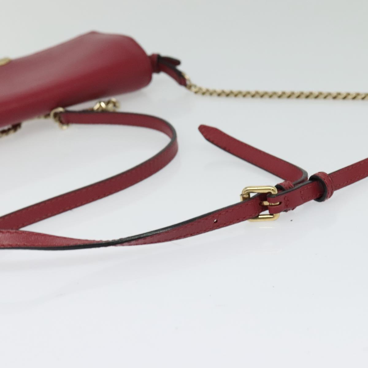 BURBERRY Chain Wallet Leather Pink Gold Auth bs28328