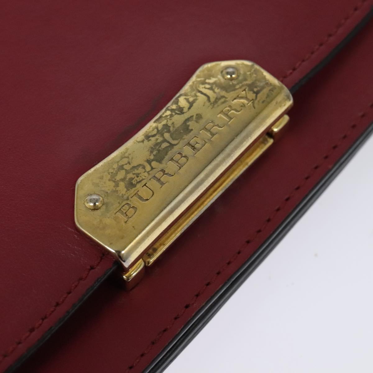 BURBERRY Chain Wallet Leather Pink Gold Auth bs28328
