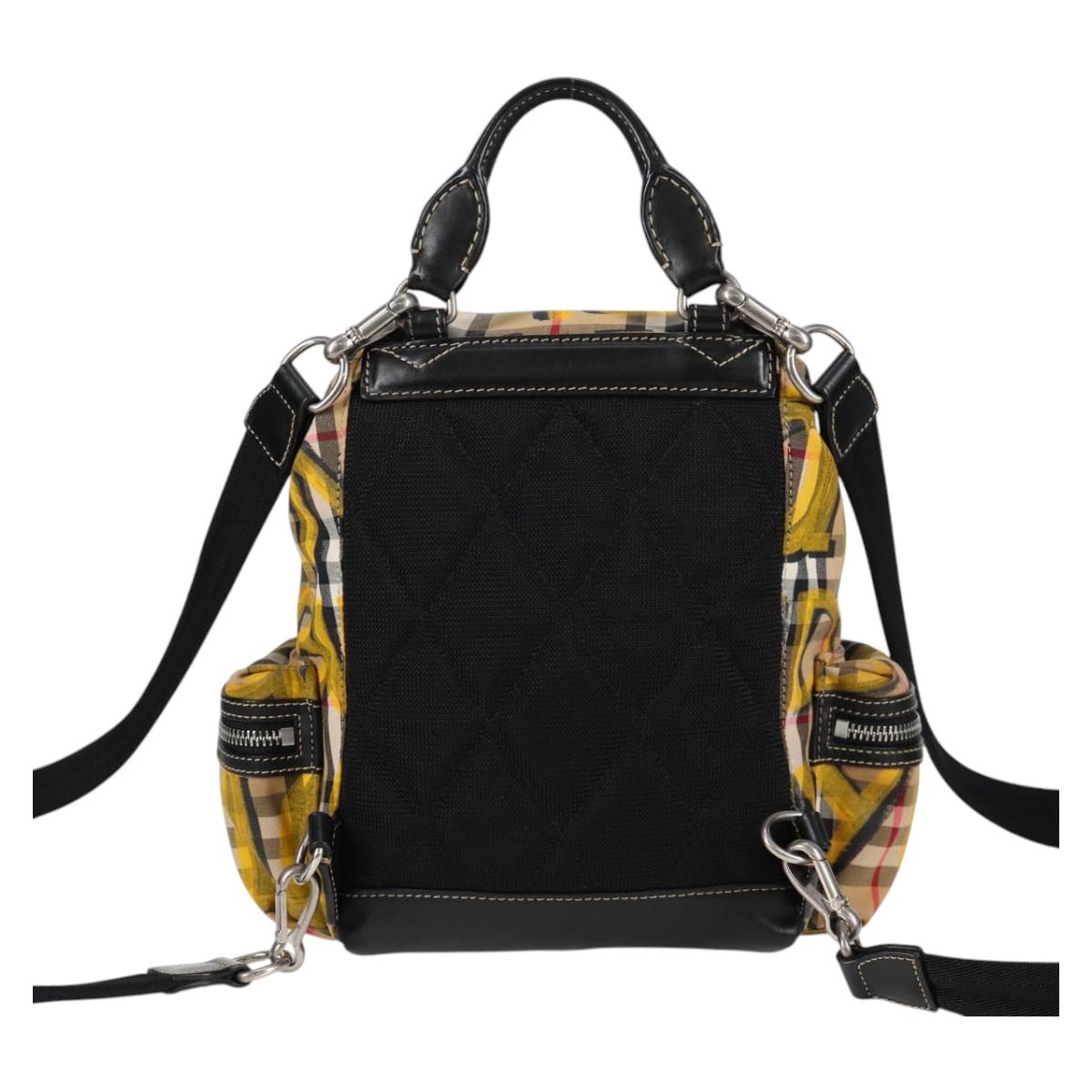 BURBERRY Nova Check Backpack Canvas Beige Silver Auth bs28329M