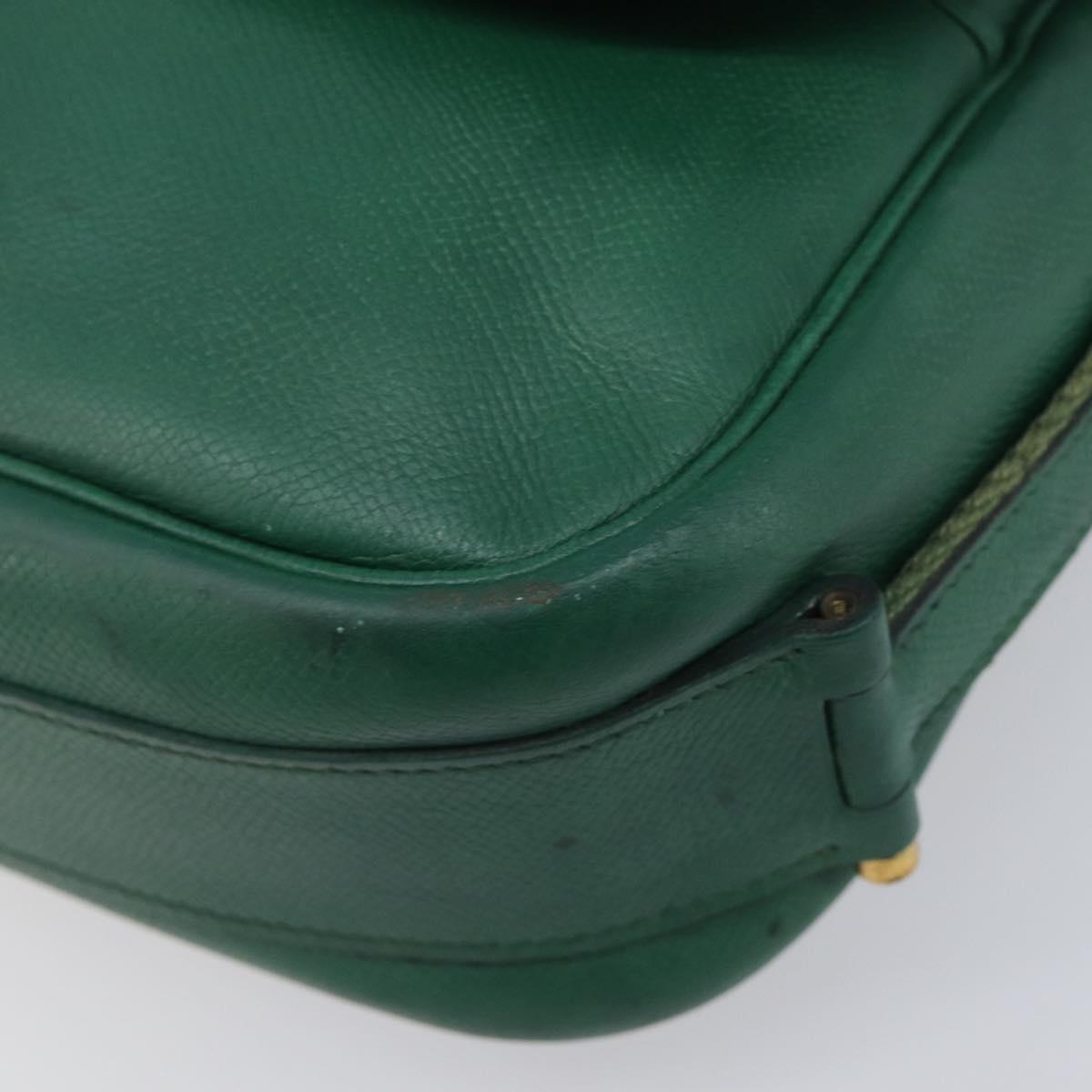 HERMES Shoulder Bag Leather Green Gold Auth bs28334