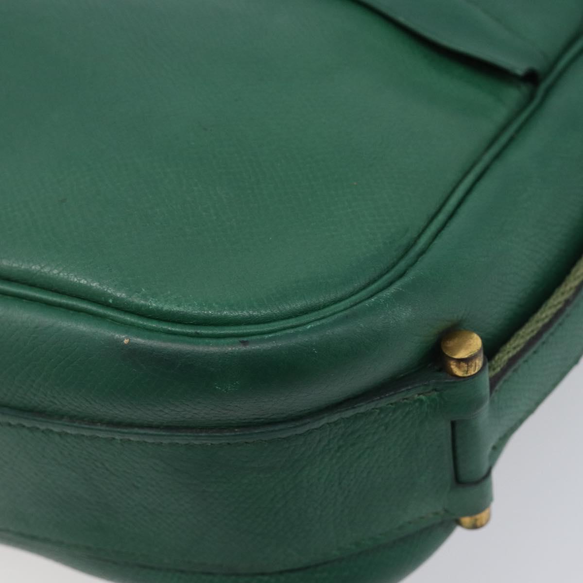 HERMES Shoulder Bag Leather Green Gold Auth bs28334