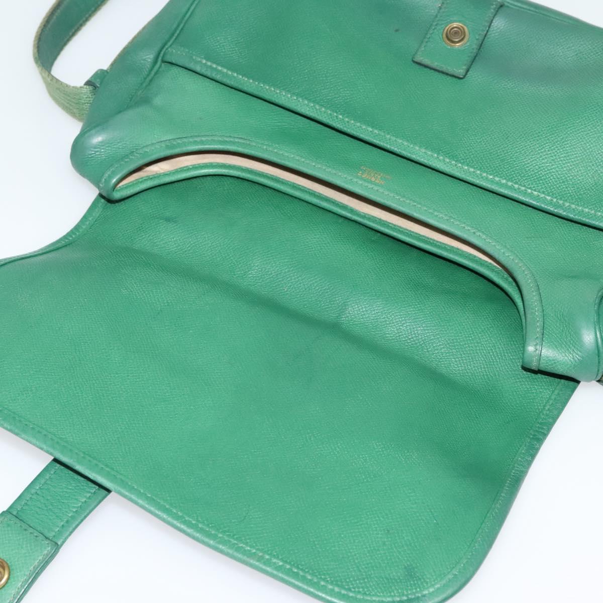 HERMES Shoulder Bag Leather Green Gold Auth bs28334