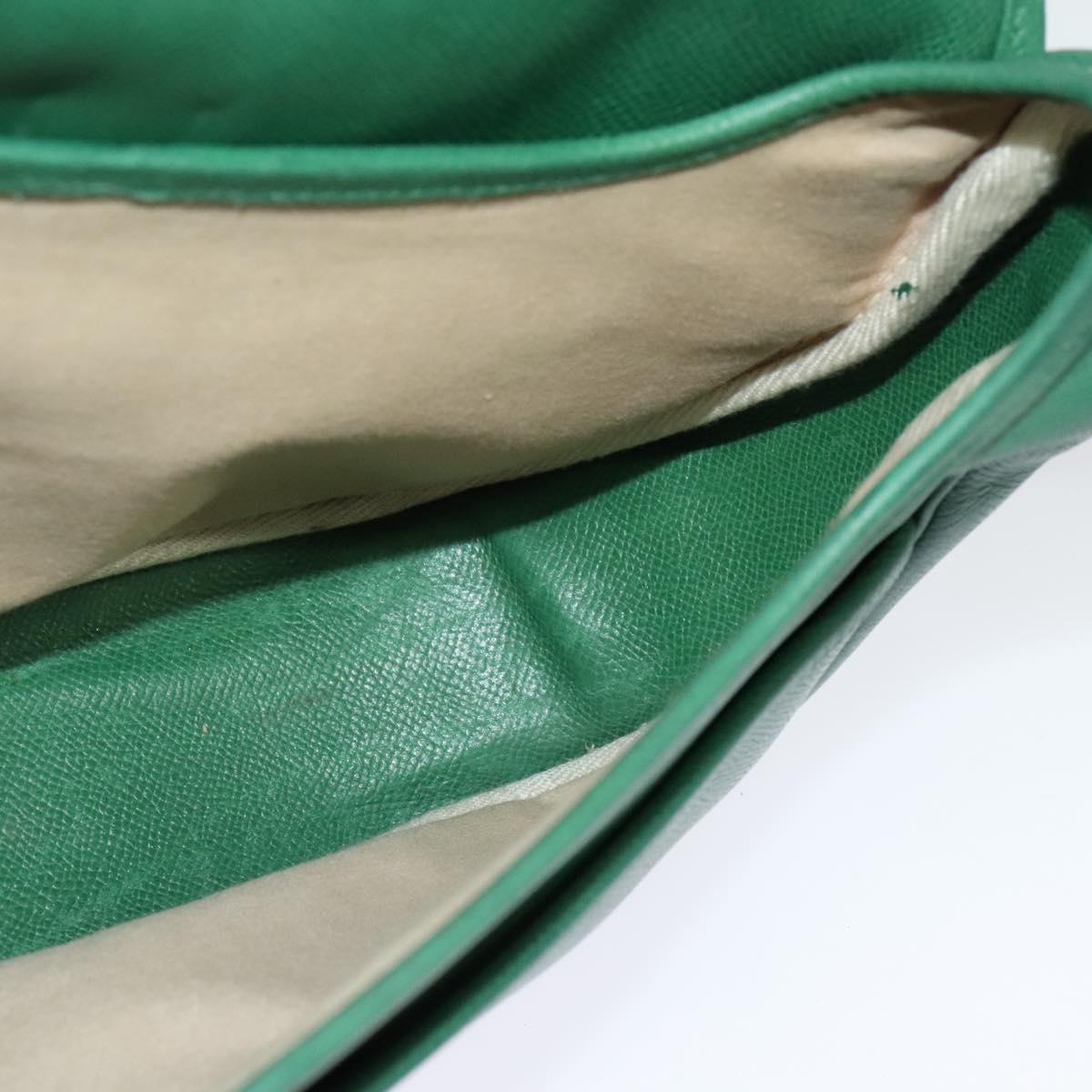 HERMES Shoulder Bag Leather Green Gold Auth bs28334