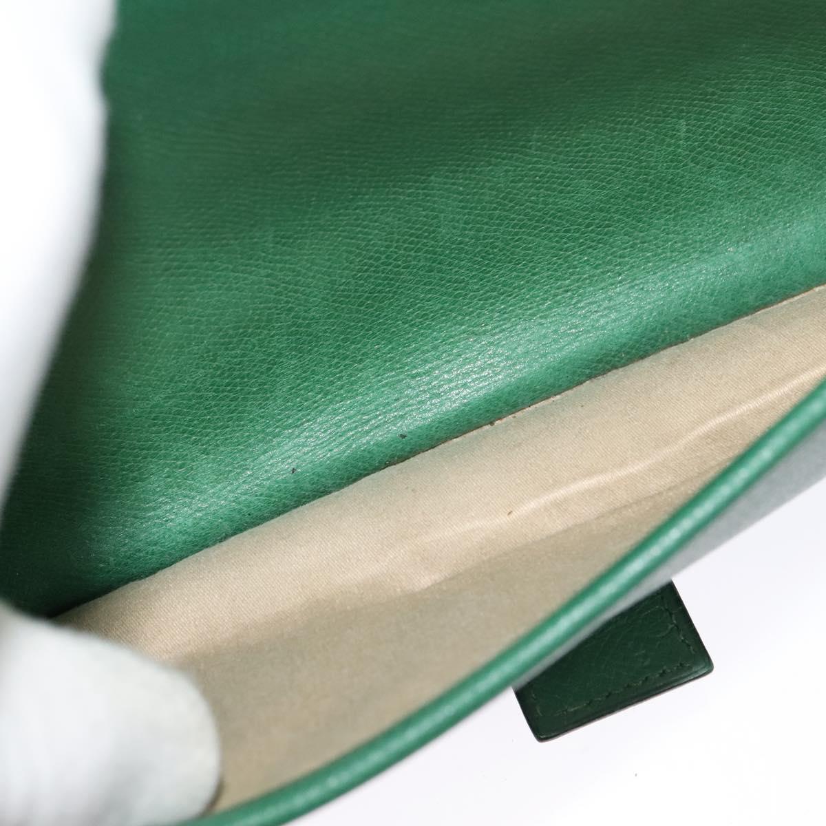 HERMES Shoulder Bag Leather Green Gold Auth bs28334