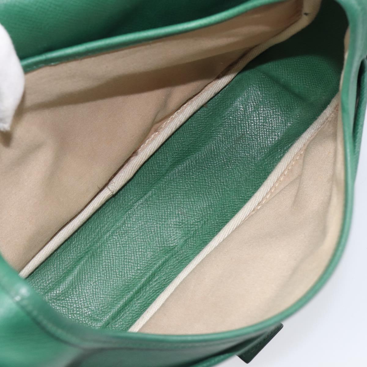 HERMES Shoulder Bag Leather Green Gold Auth bs28334