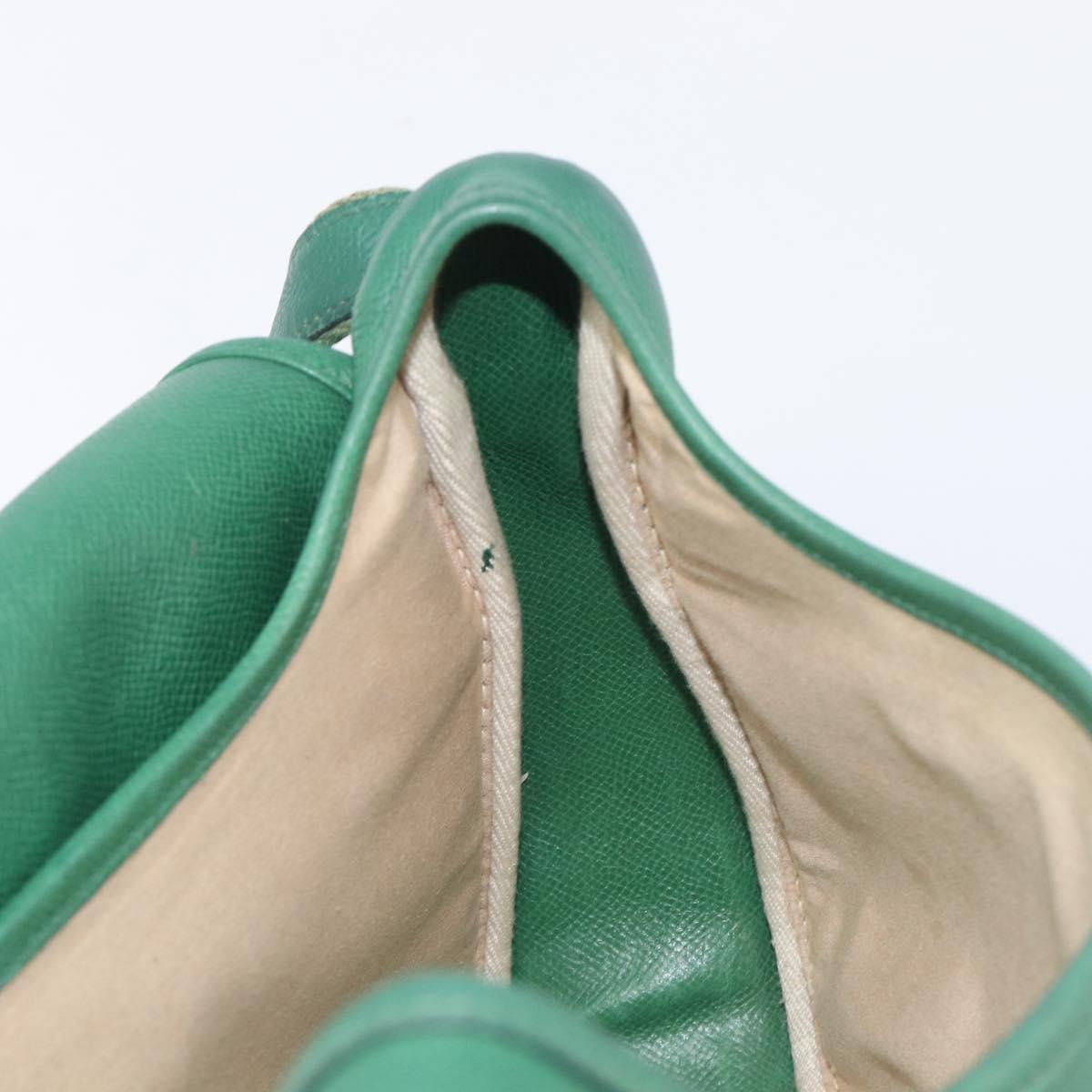 HERMES Shoulder Bag Leather Green Gold Auth bs28334