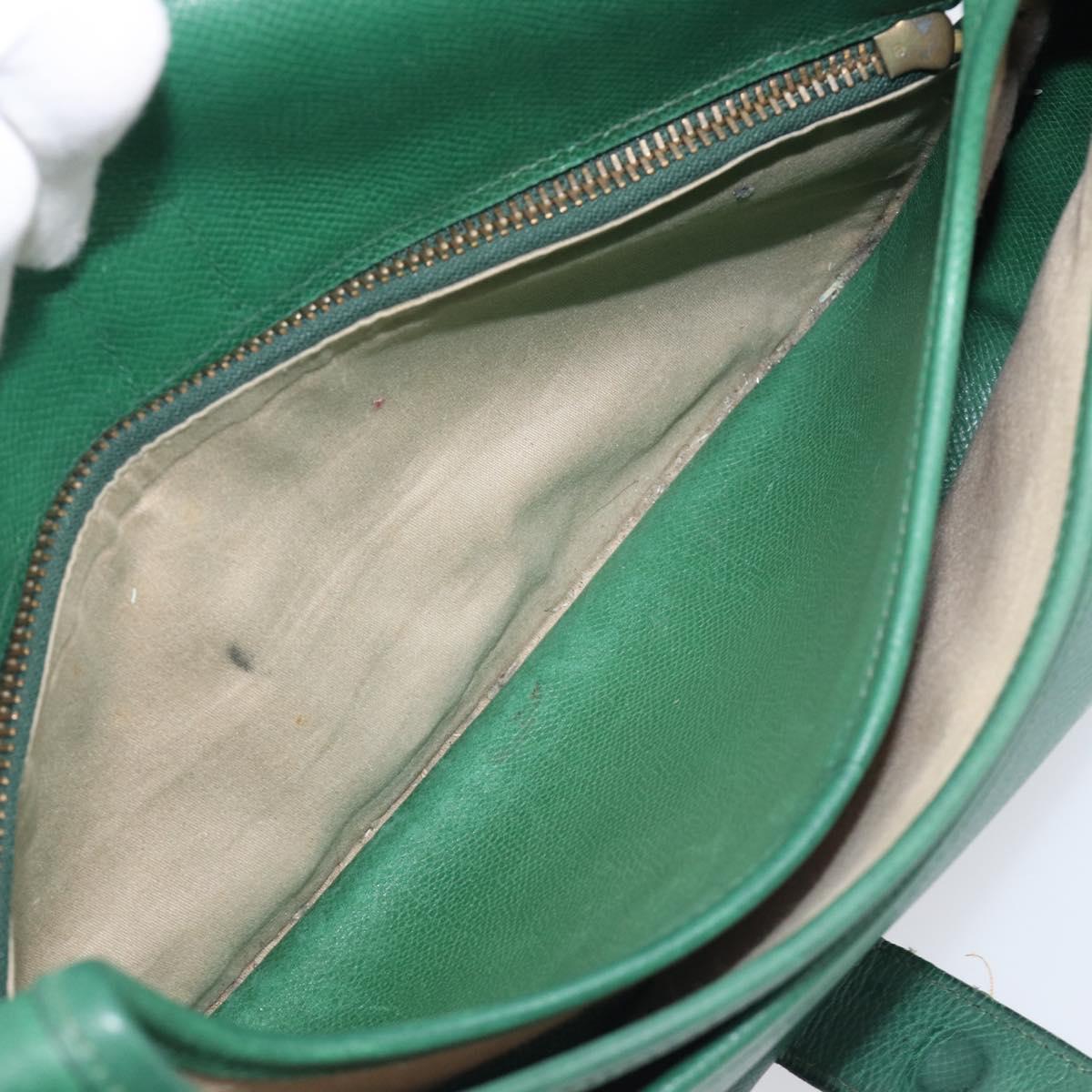 HERMES Shoulder Bag Leather Green Gold Auth bs28334