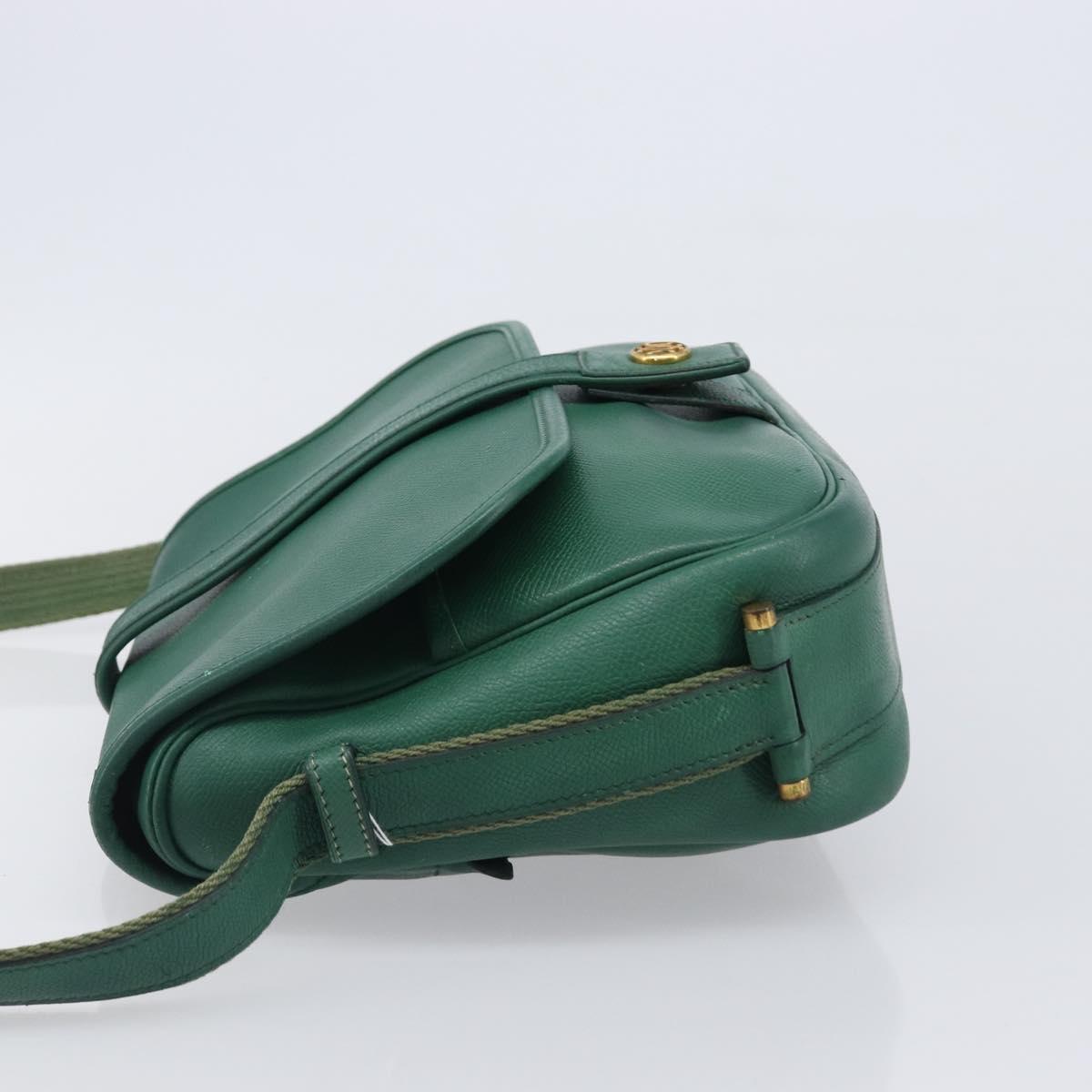 HERMES Shoulder Bag Leather Green Gold Auth bs28334