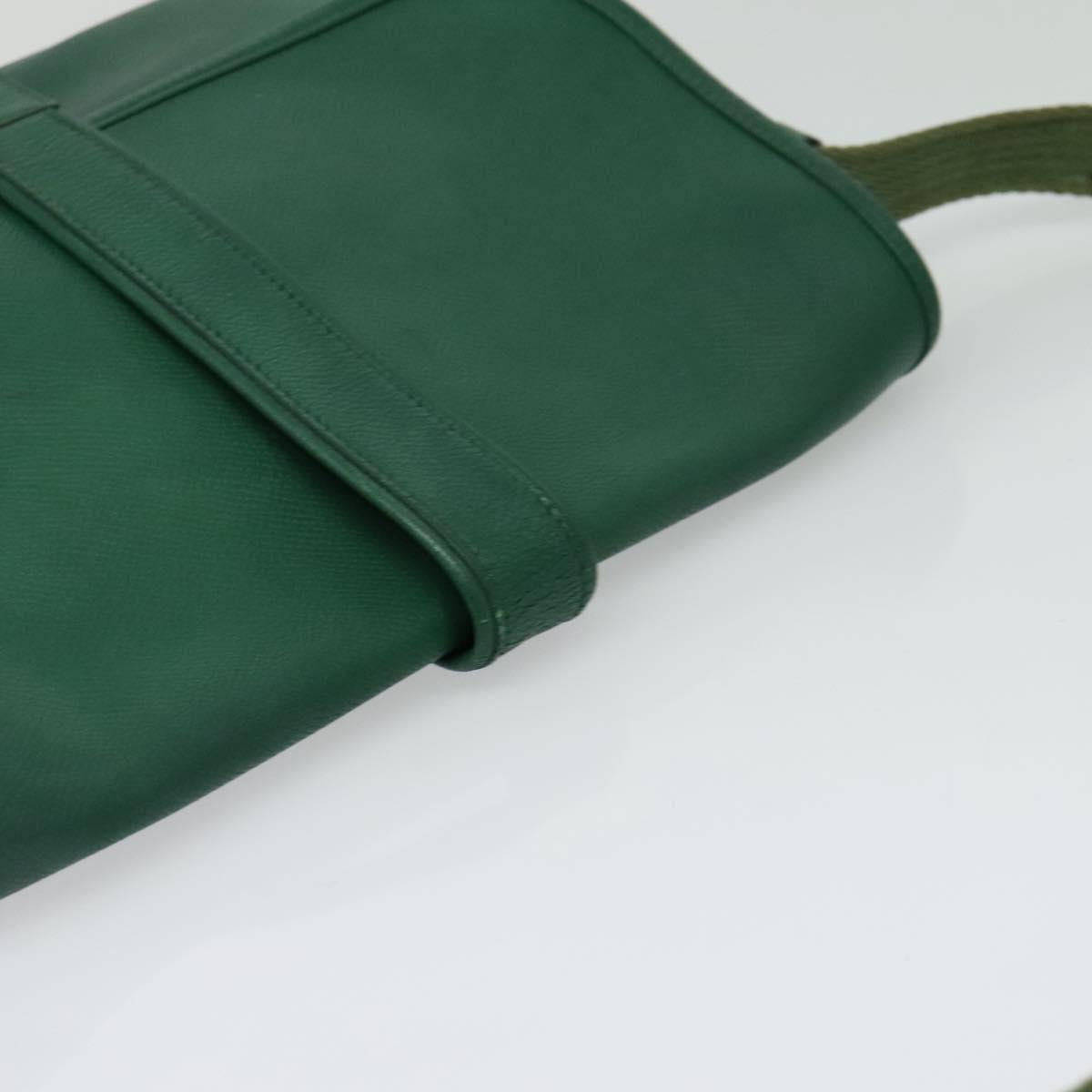 HERMES Shoulder Bag Leather Green Gold Auth bs28334