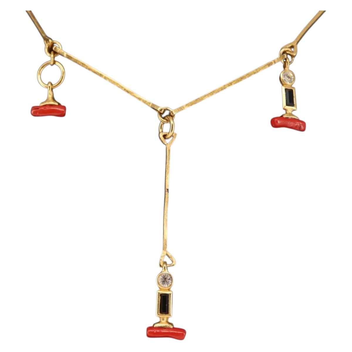 BALENCIAGA Necklace Metal Gold Auth bs28337