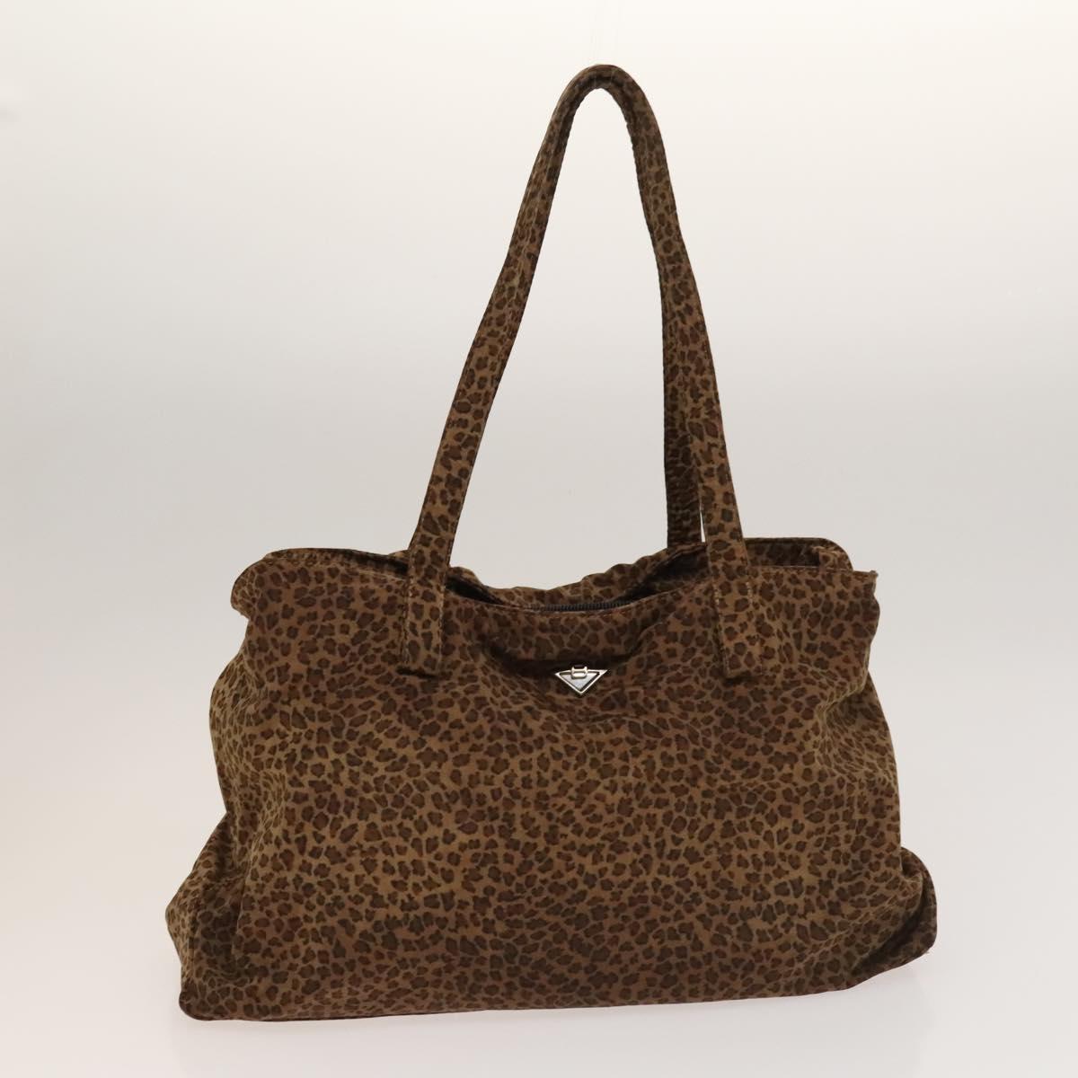 BOTTEGA VENETA Hand Bag Nylon 2Set Brown Blue Silver Auth bs28343