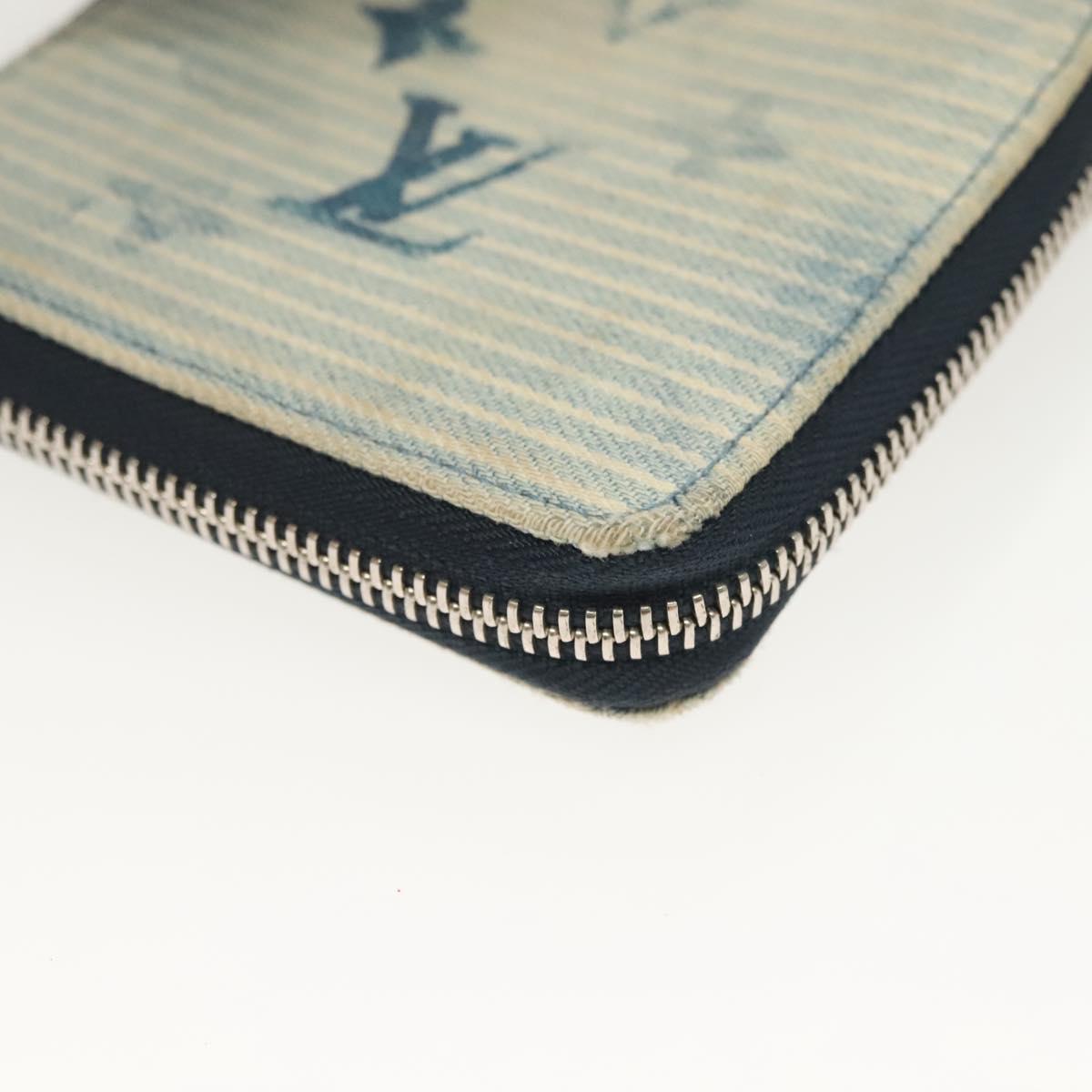 LOUIS VUITTON Monogram Watercolor Zippy Compact Wallet Blue M80461 Auth bs28348