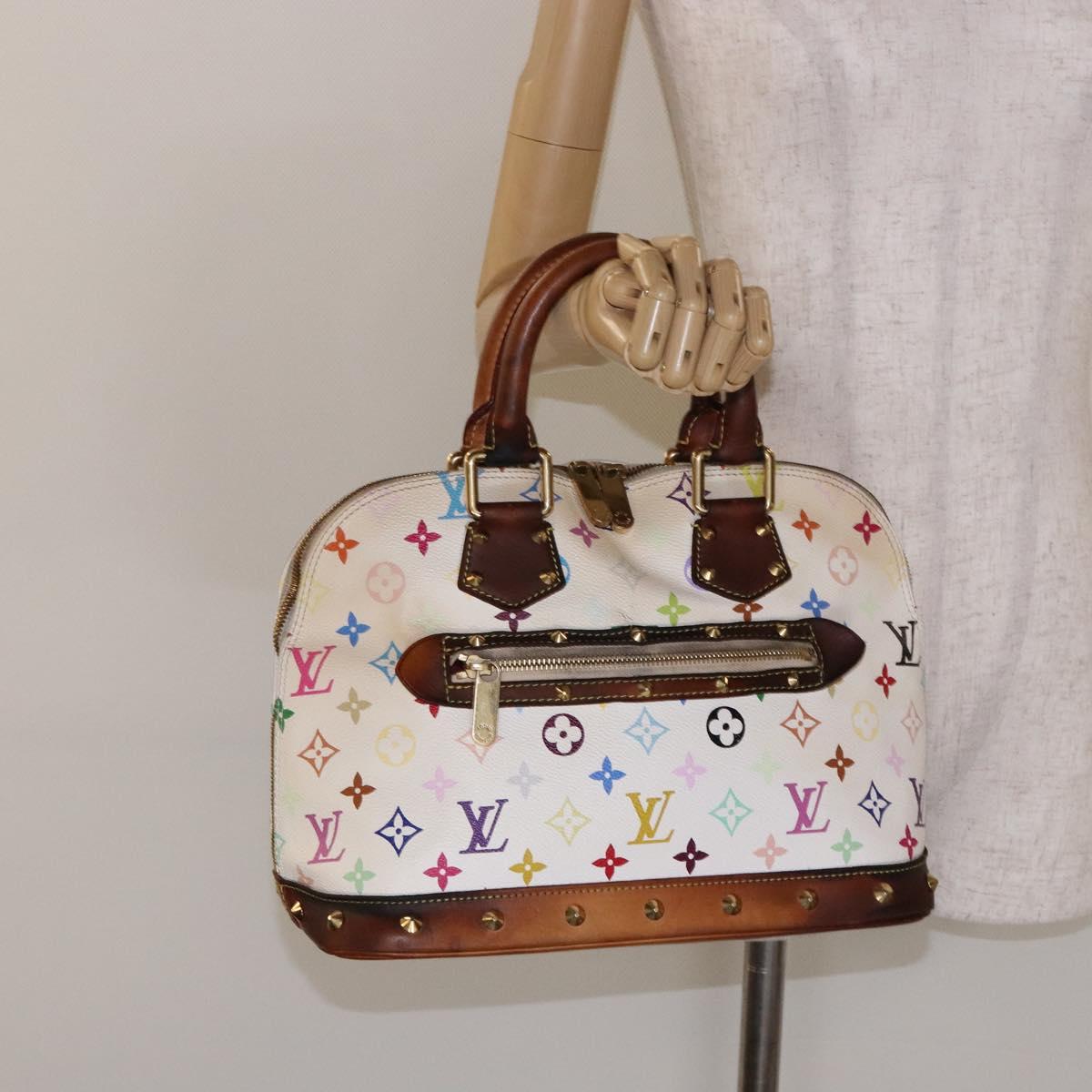 LOUIS VUITTON Monogram Multicolor Alma Hand Bag White M92647 LV Auth bs28368