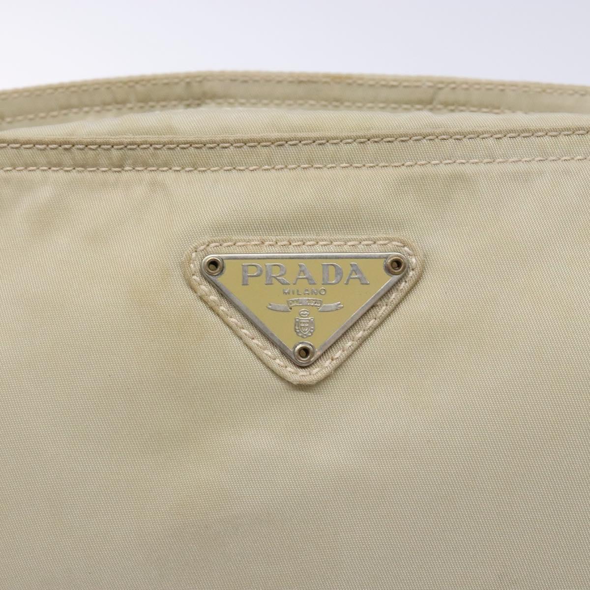 PRADA Shoulder Bag Nylon Beige Auth bs28381