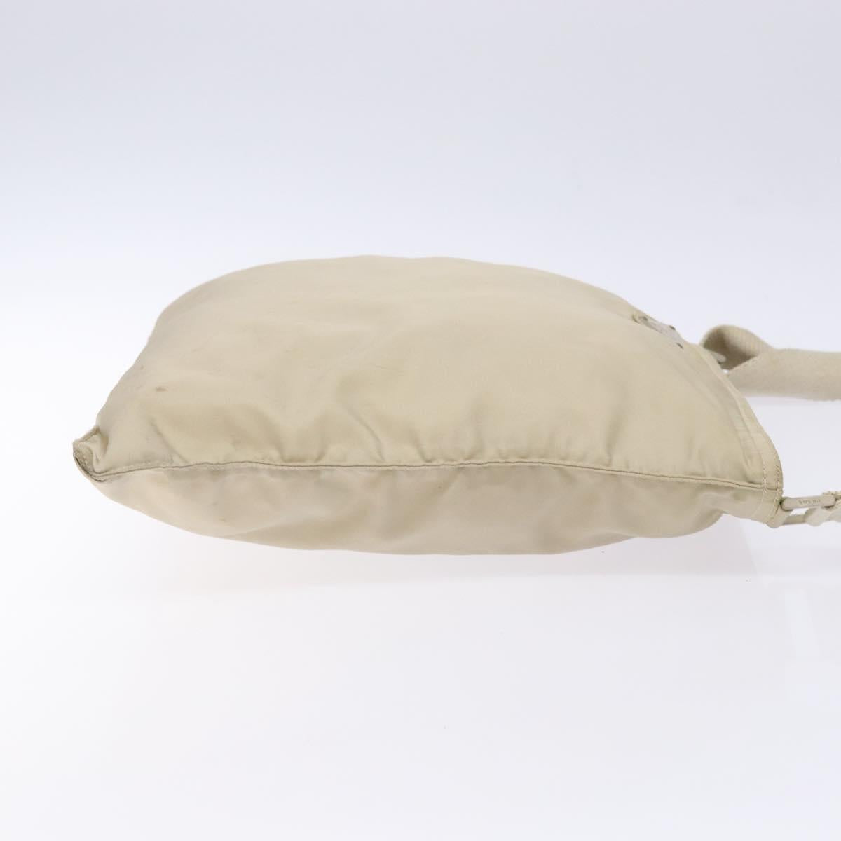 PRADA Shoulder Bag Nylon Beige Auth bs28381