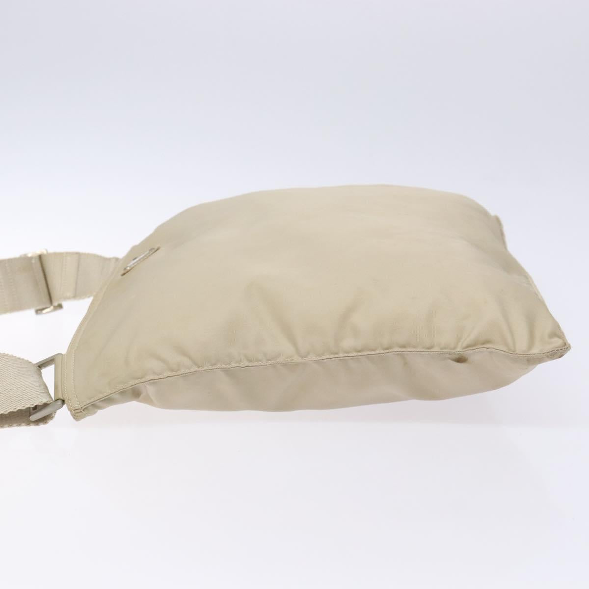 PRADA Shoulder Bag Nylon Beige Auth bs28381