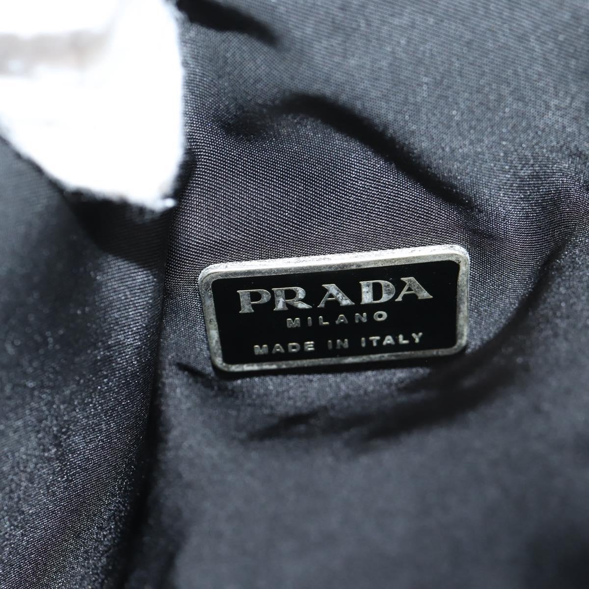 PRADA Hand Bag Nylon Leather 2way Black Silver Auth bs28384