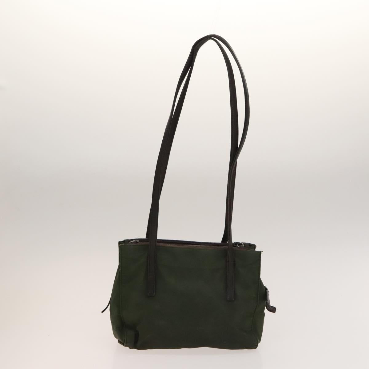 PRADA Shoulder Bag Nylon Leather 2Set Khaki Brown Auth bs28388