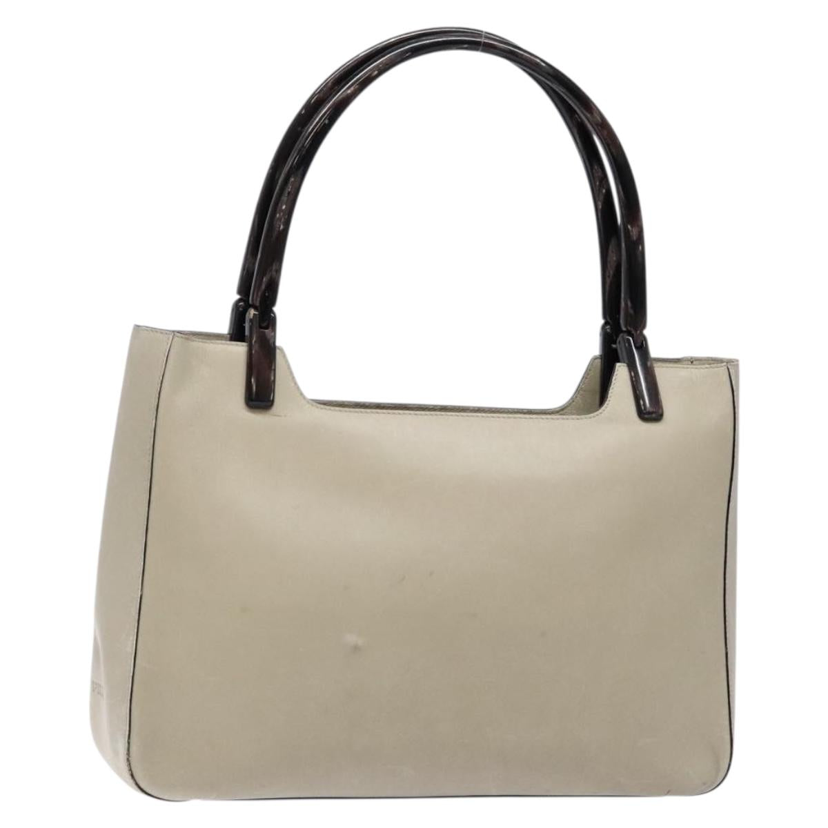 PRADA Tote Bag Leather Gray Auth bs28397
