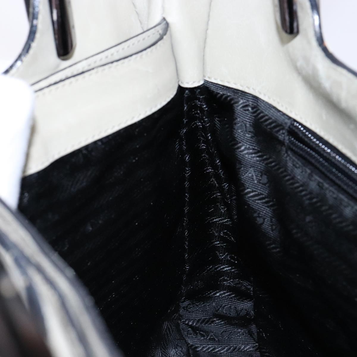 PRADA Tote Bag Leather Gray Auth bs28397