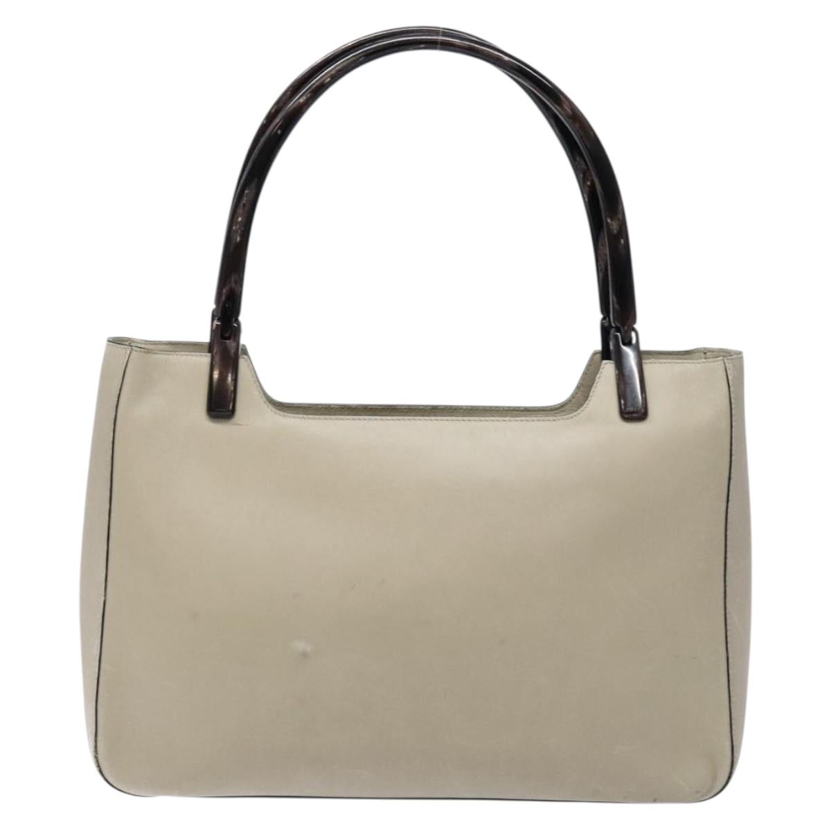 PRADA Tote Bag Leather Gray Auth bs28397