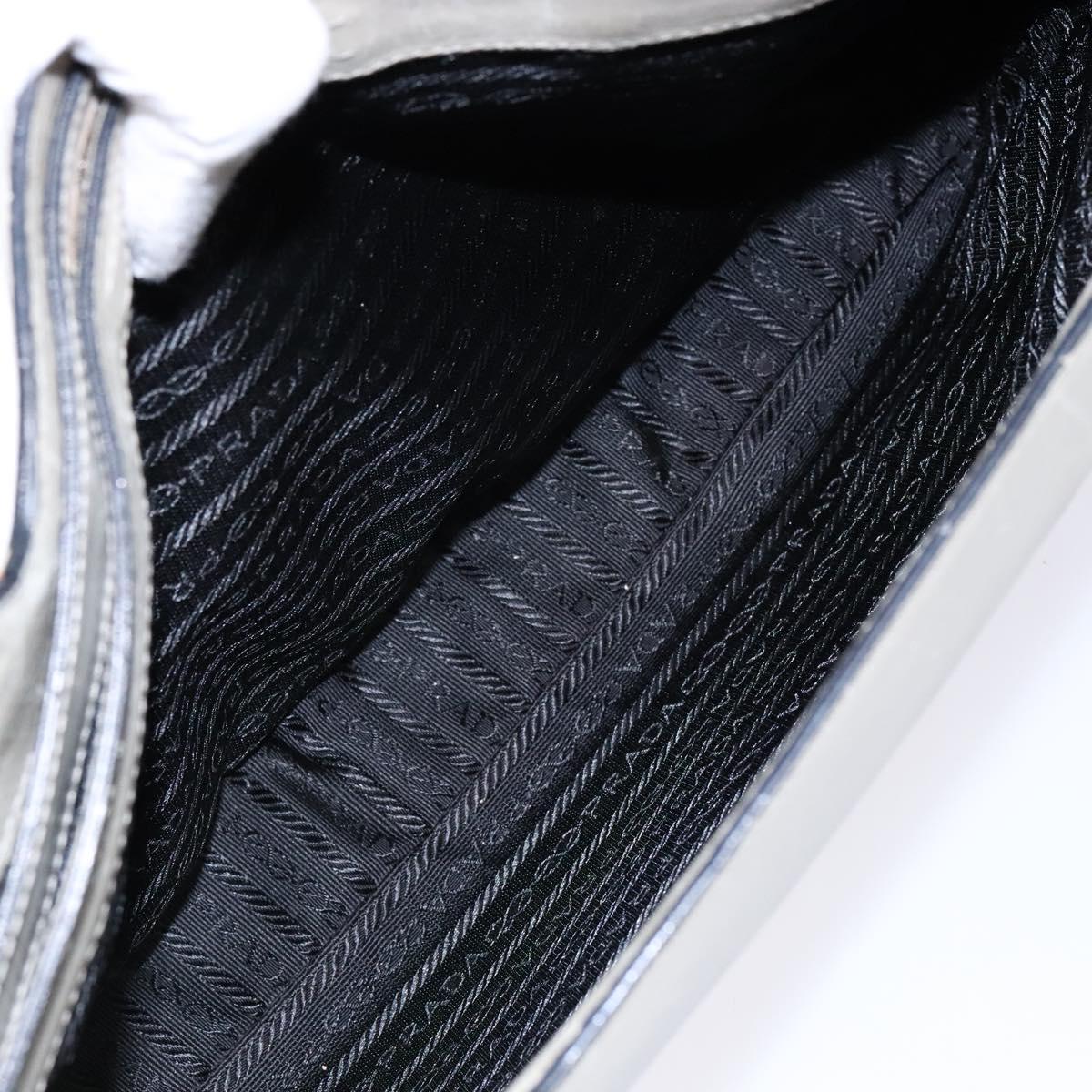 PRADA Tote Bag Leather Gray Auth bs28397