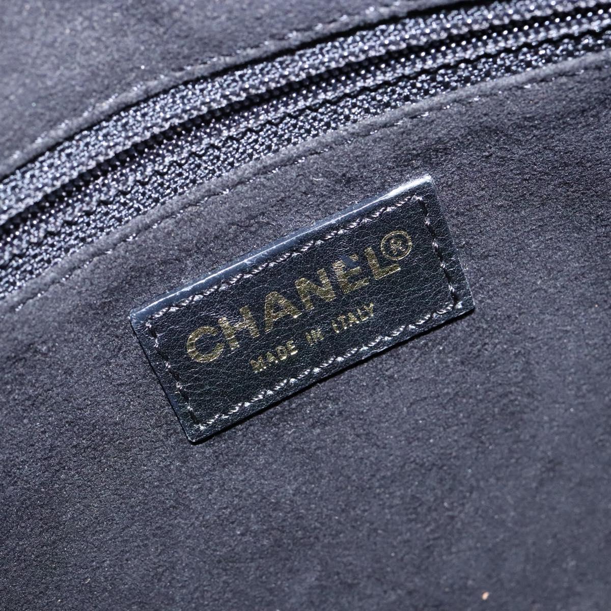CHANEL Choco Bar Shoulder Bag Cotton Black Gold CC Auth bs28407