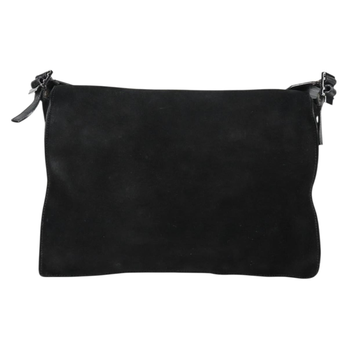 GUCCI Shoulder Bag Suede Black Silver 001 3258 Auth bs28426