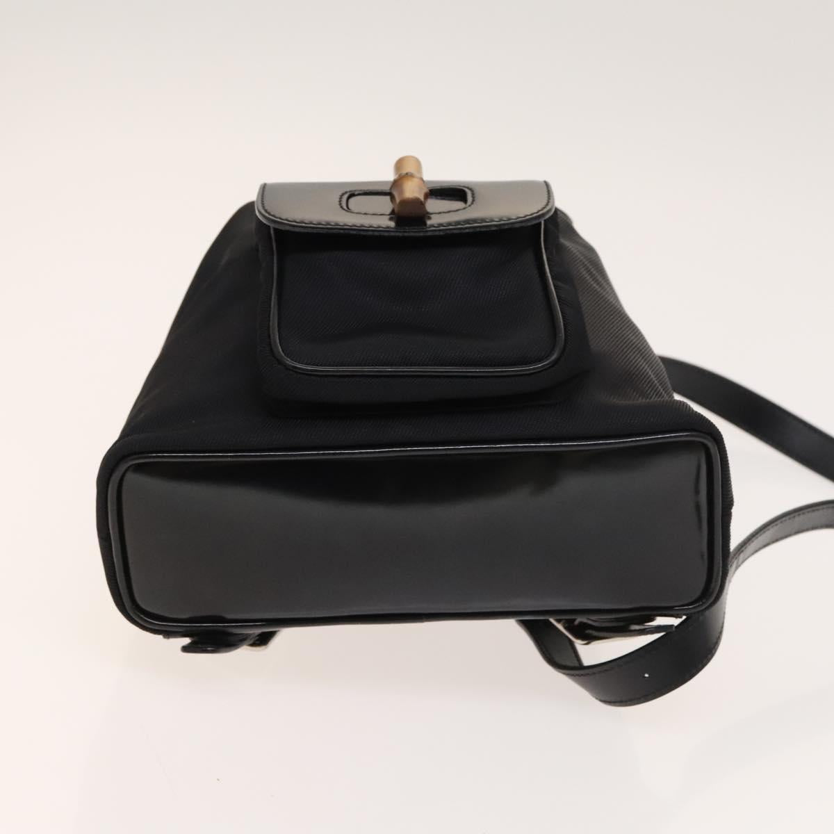 GUCCI Bamboo Backpack Nylon Black Silver 03 2265 0030 Auth bs28427