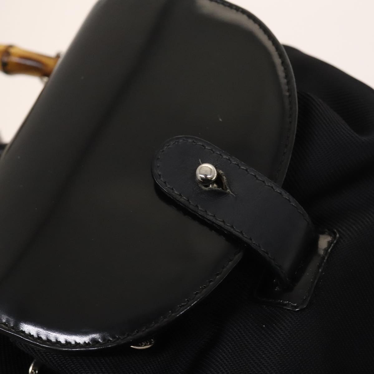 GUCCI Bamboo Backpack Nylon Black Silver 03 2265 0030 Auth bs28427