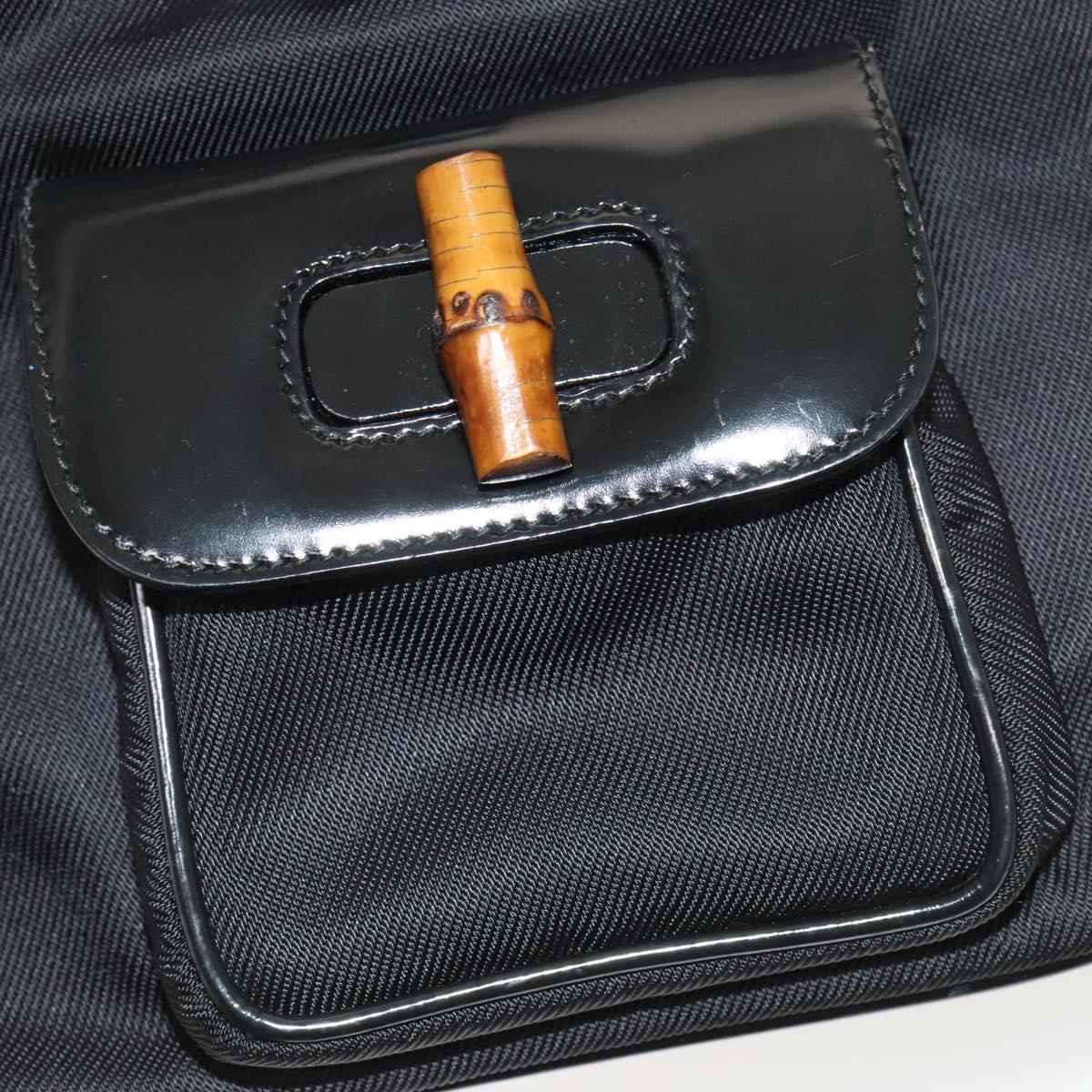 GUCCI Bamboo Backpack Nylon Black Silver 03 2265 0030 Auth bs28427