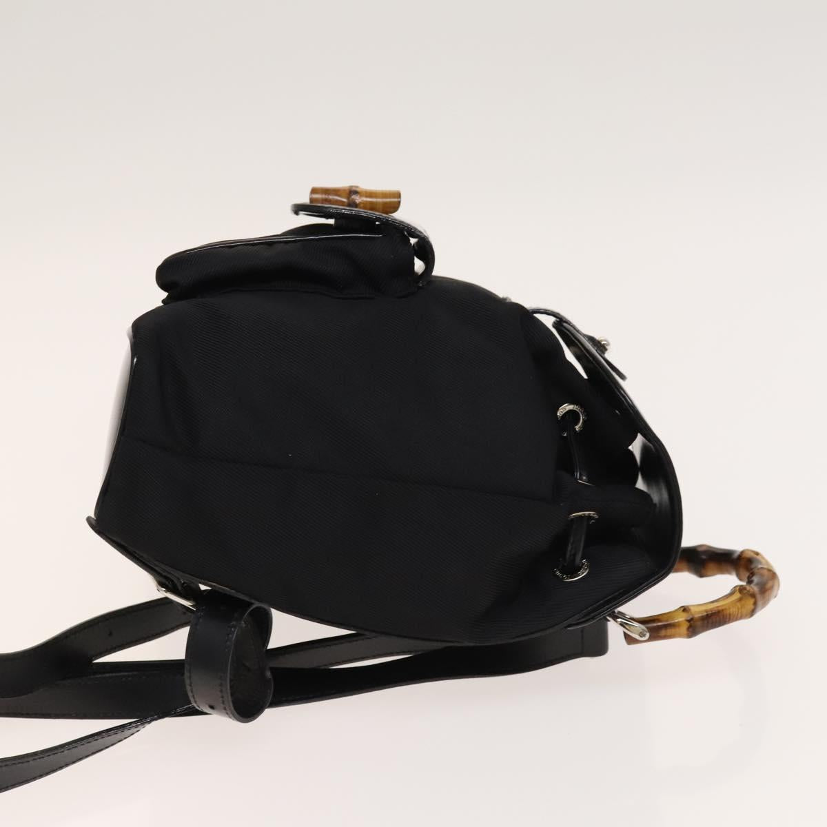 GUCCI Bamboo Backpack Nylon Black Silver 03 2265 0030 Auth bs28427
