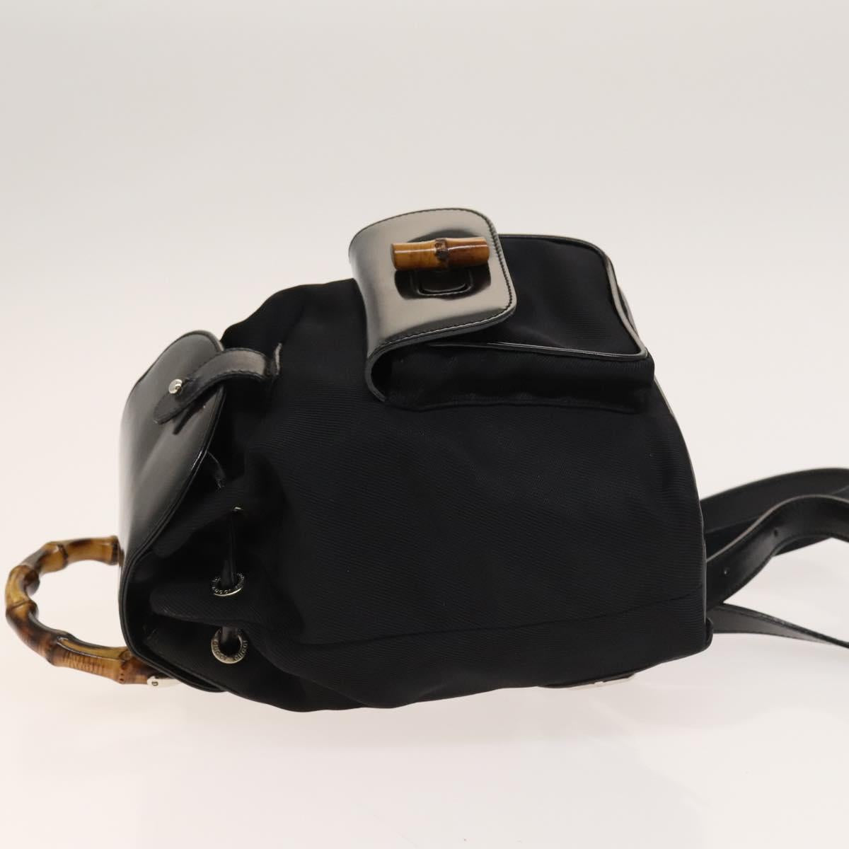 GUCCI Bamboo Backpack Nylon Black Silver 03 2265 0030 Auth bs28427