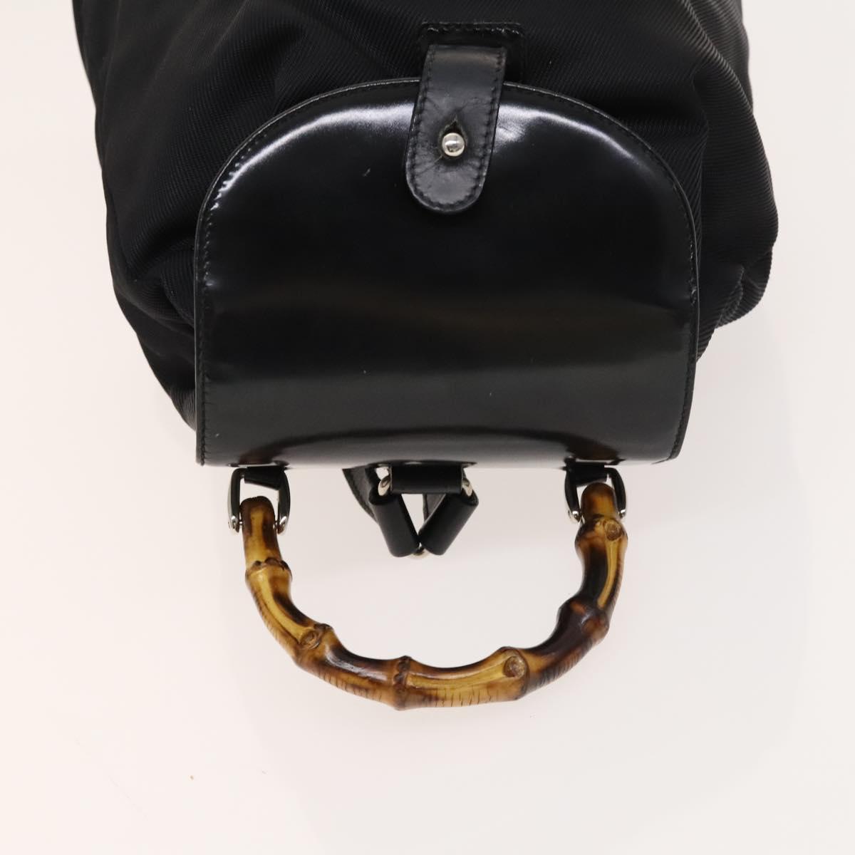 GUCCI Bamboo Backpack Nylon Black Silver 03 2265 0030 Auth bs28427