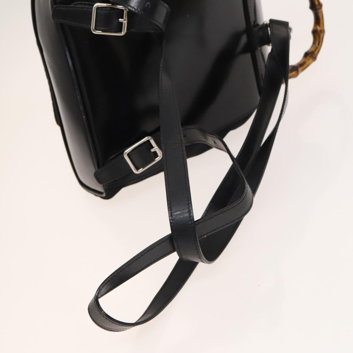 GUCCI Bamboo Backpack Nylon Black Silver 03 2265 0030 Auth bs28427