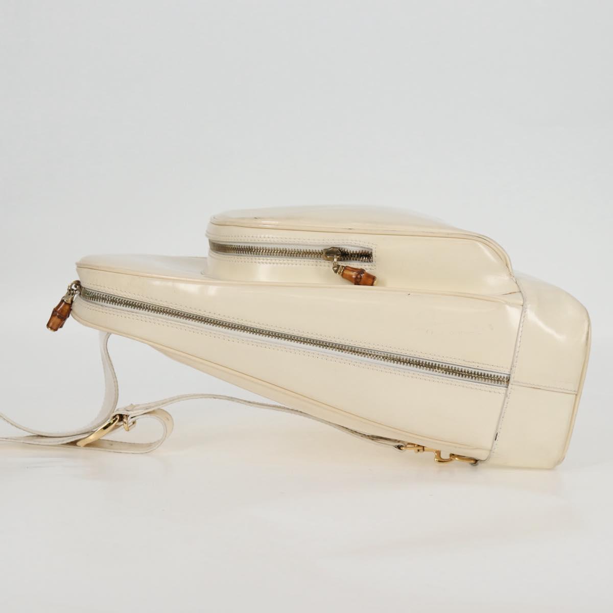 GUCCI Body Bag Enamel White Gold 003 2113 0027 Auth bs28429