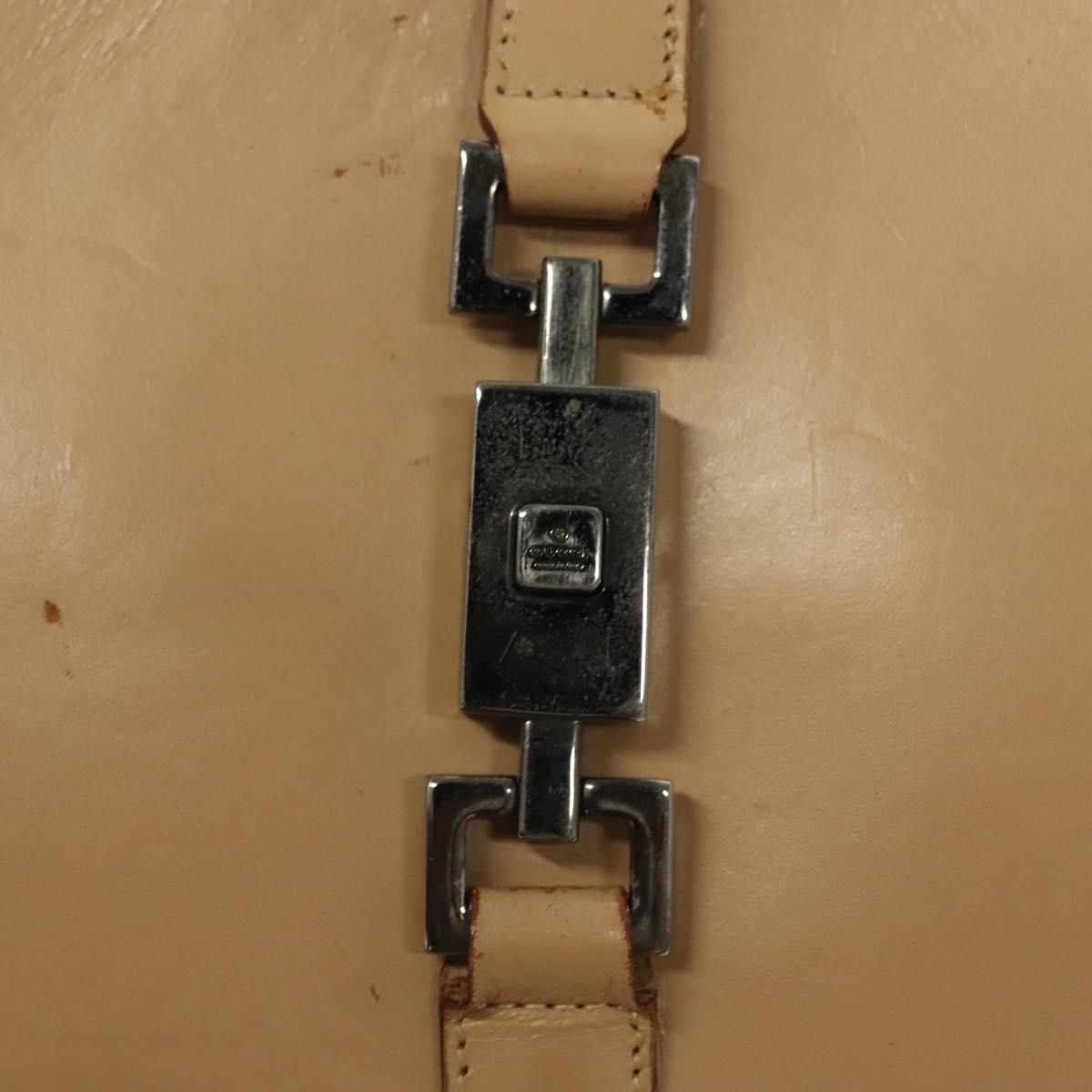 GUCCI Jackie Hand Bag Leather Beige Silver 002 1067 Auth bs28439