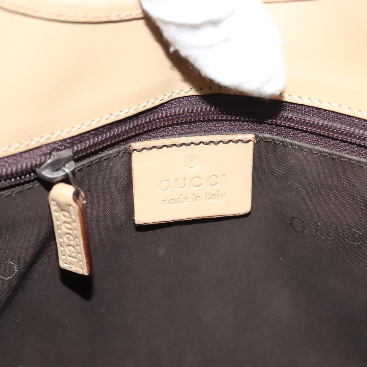 GUCCI Jackie Hand Bag Leather Beige Silver 002 1067 Auth bs28439