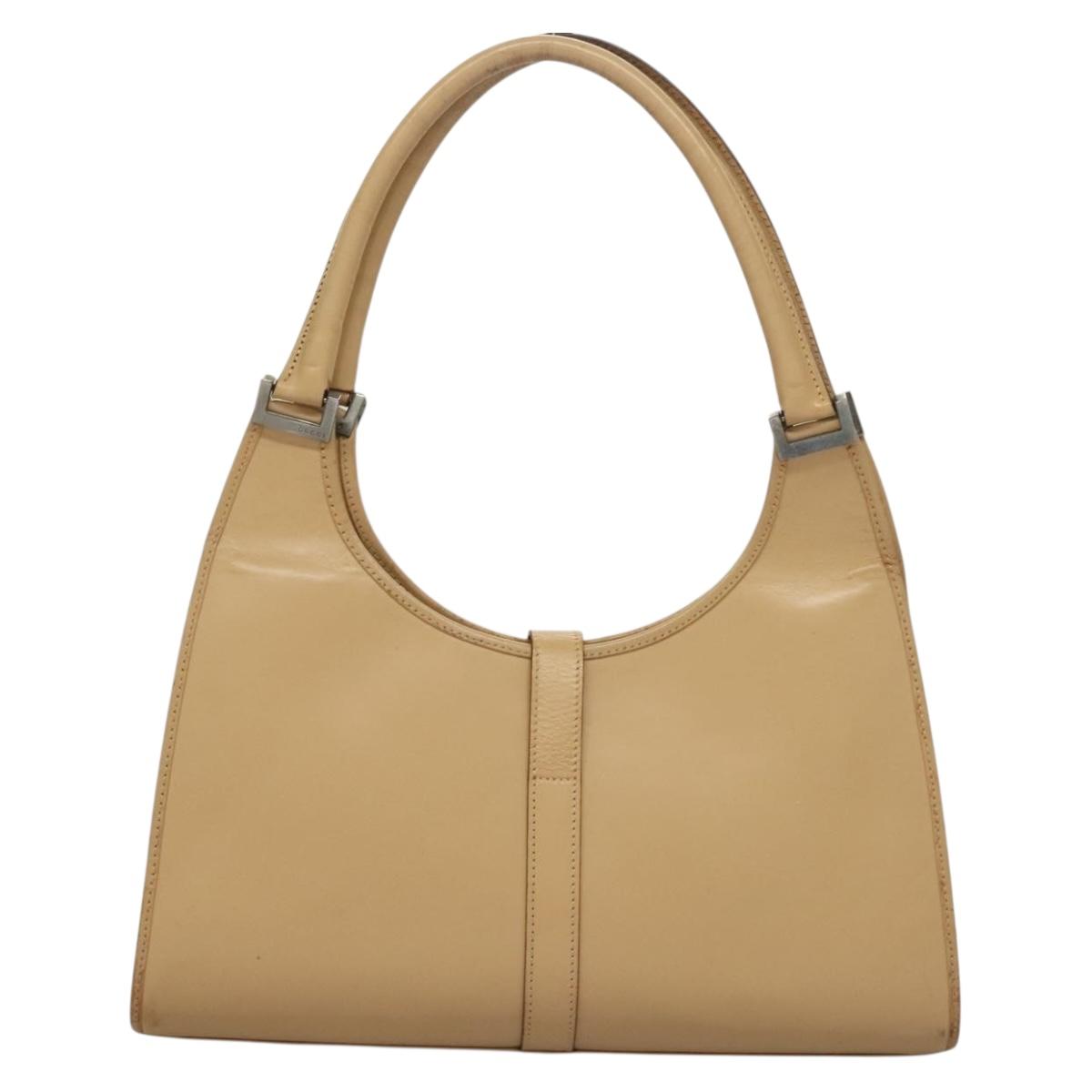 GUCCI Jackie Hand Bag Leather Beige Silver 002 1067 Auth bs28439