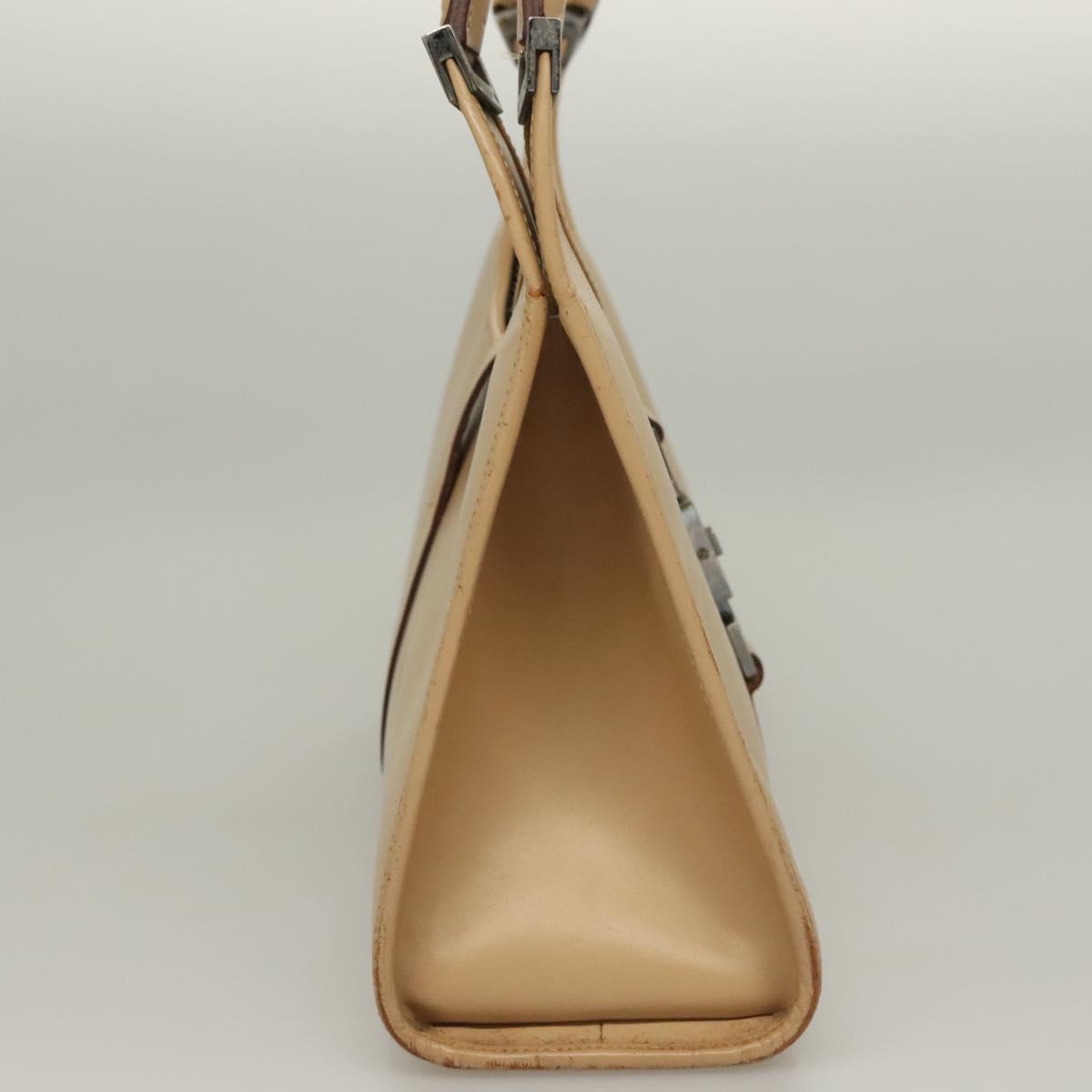 GUCCI Jackie Hand Bag Leather Beige Silver 002 1067 Auth bs28439