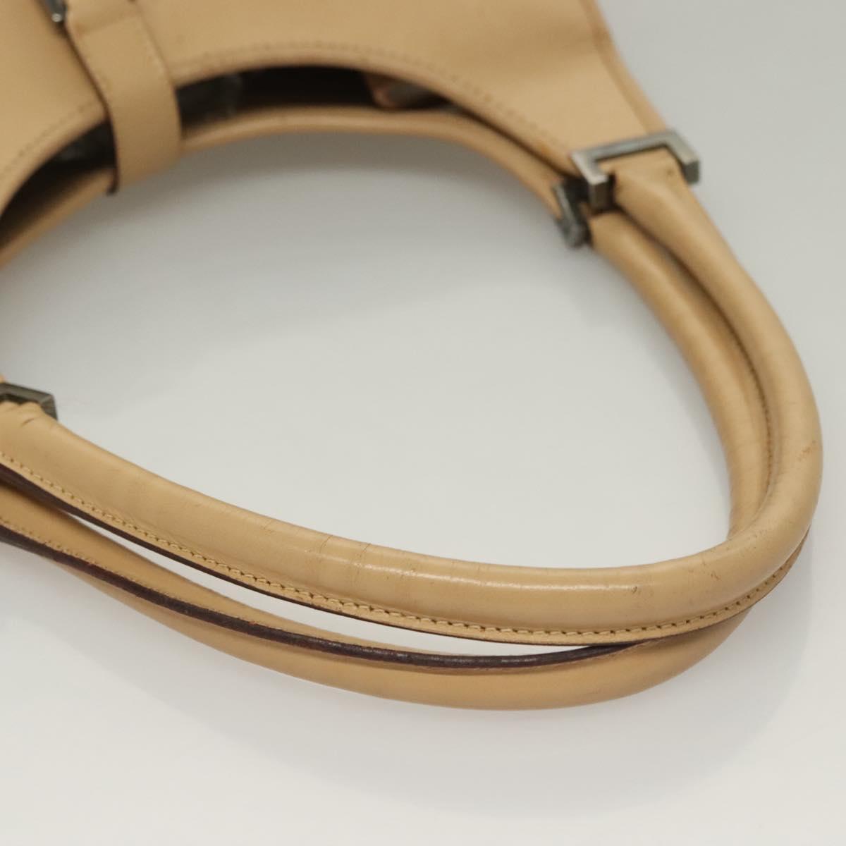 GUCCI Jackie Hand Bag Leather Beige Silver 002 1067 Auth bs28439