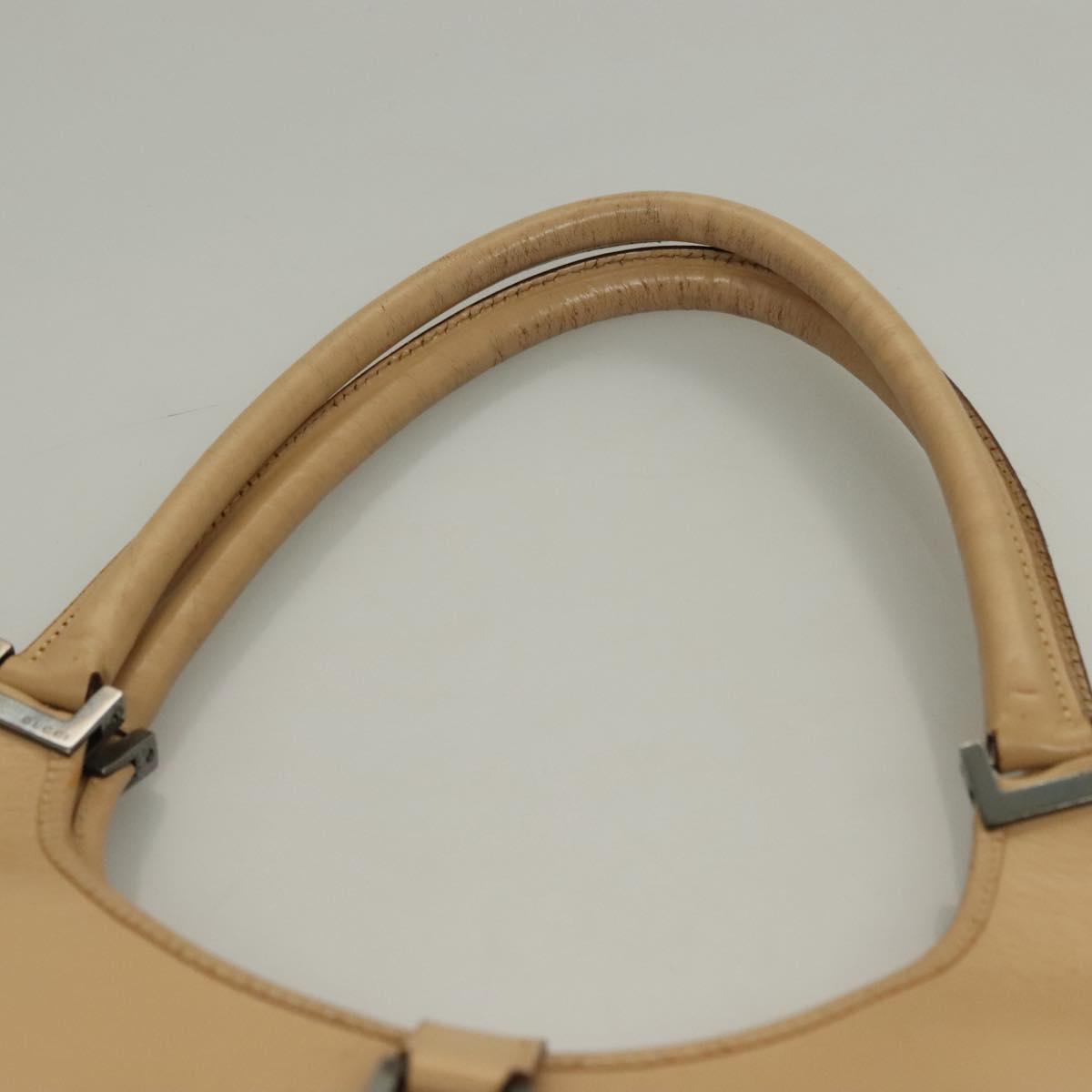 GUCCI Jackie Hand Bag Leather Beige Silver 002 1067 Auth bs28439