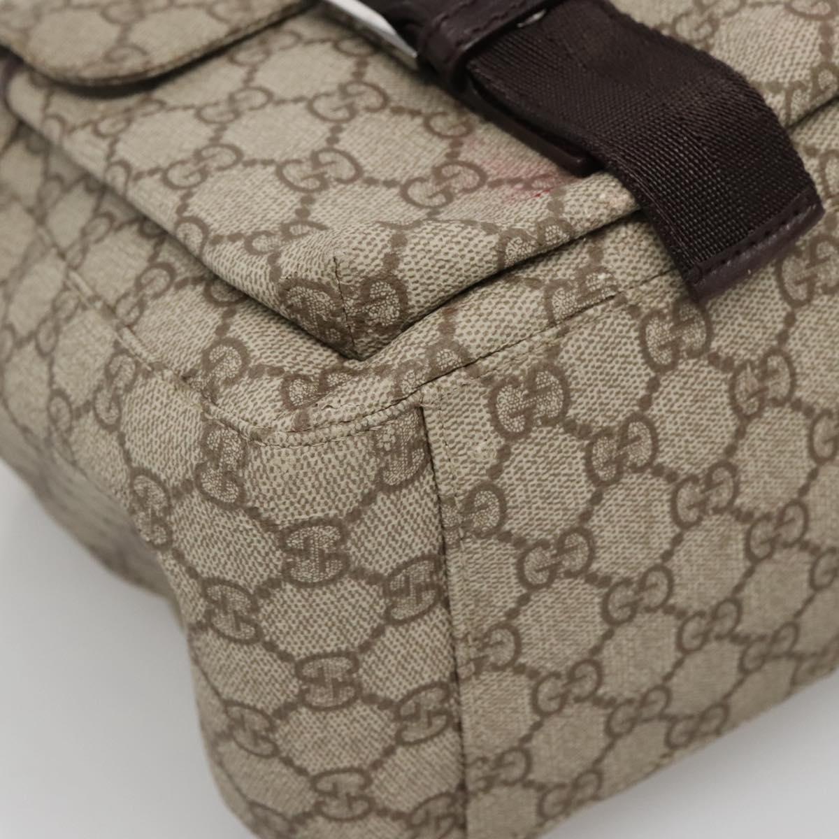 GUCCI GG Supreme Hand Bag PVC Beige Silver 140959 Auth bs28441